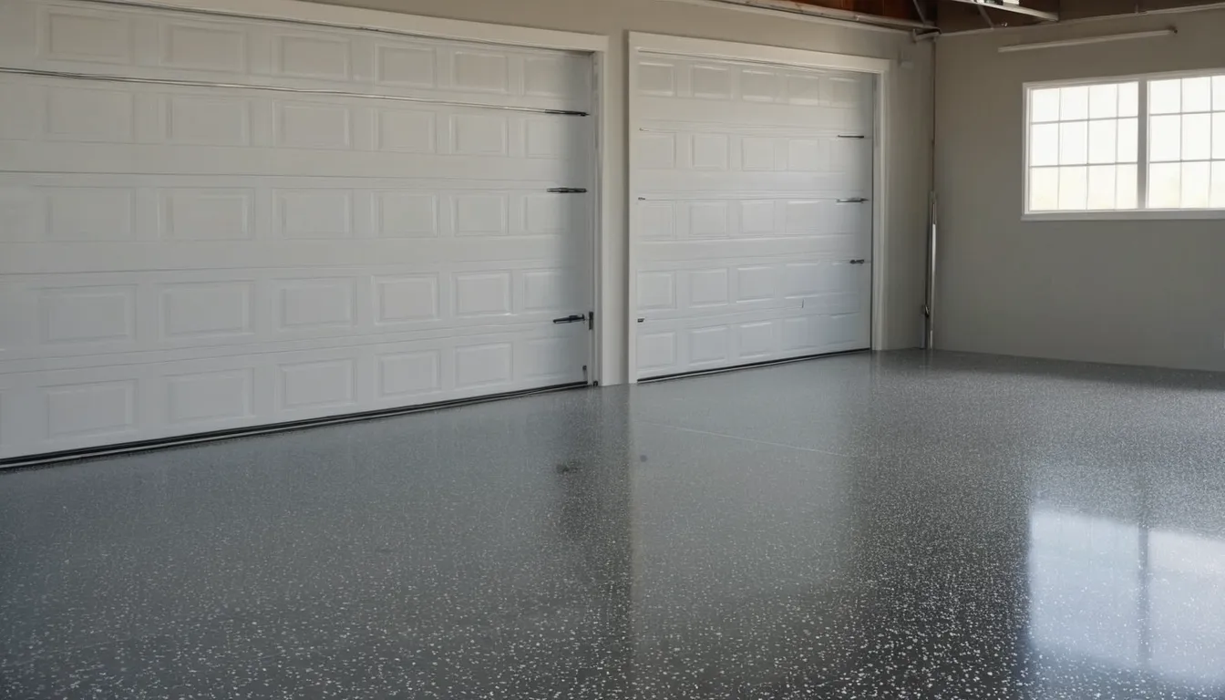 A freshly coated epoxy garage floor in a home in Cahokia Heights